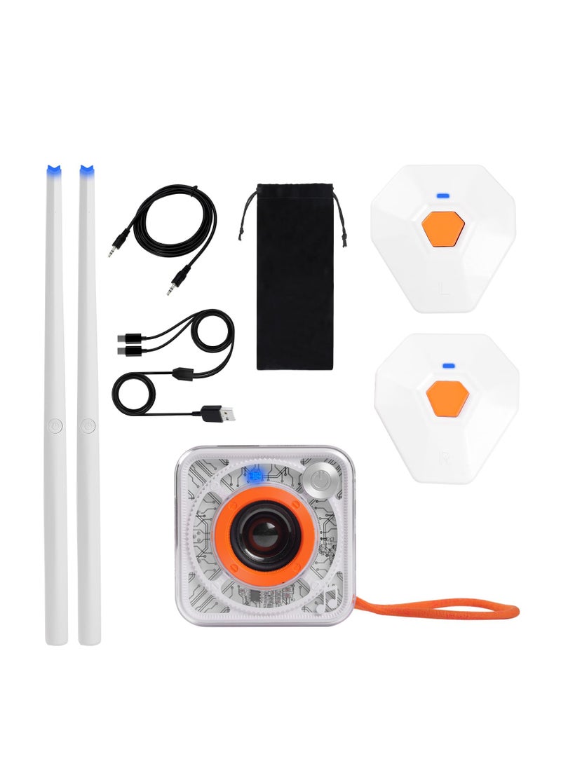 Virtual Air Drum Kit, Electric Air Drum Sticks Kit with Drumsticks, Pedals, Bluetooth Speaker, Invisible Portable Practice Drum Kit Electronic Drum Set instrument for Adults, Kids, Gift (With-pedals)  - Image 1