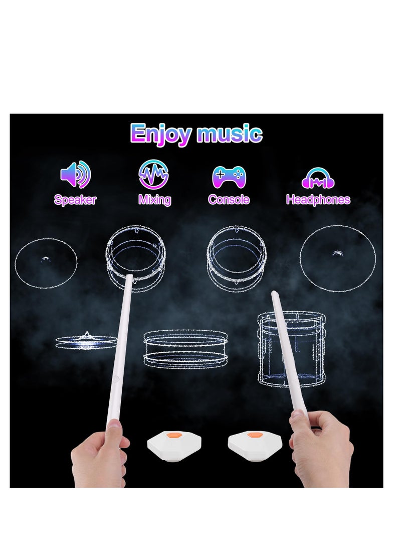 Virtual Air Drum Kit, Electric Air Drum Sticks Kit with Drumsticks, Pedals, Bluetooth Speaker, Invisible Portable Practice Drum Kit Electronic Drum Set instrument for Adults, Kids, Gift (With-pedals)  - Image 2