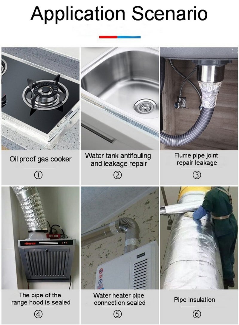 Wide 2 Inch Longth 65 ft Heat Shield Tape Cool Tapes Aluminum Foil Heat Reflective Adhesive Heat Shield Thermal Barrier Foil Tape Self Adhesive Heat Resistant Tape for Hose Kitchen insulation and Auto - Image 4