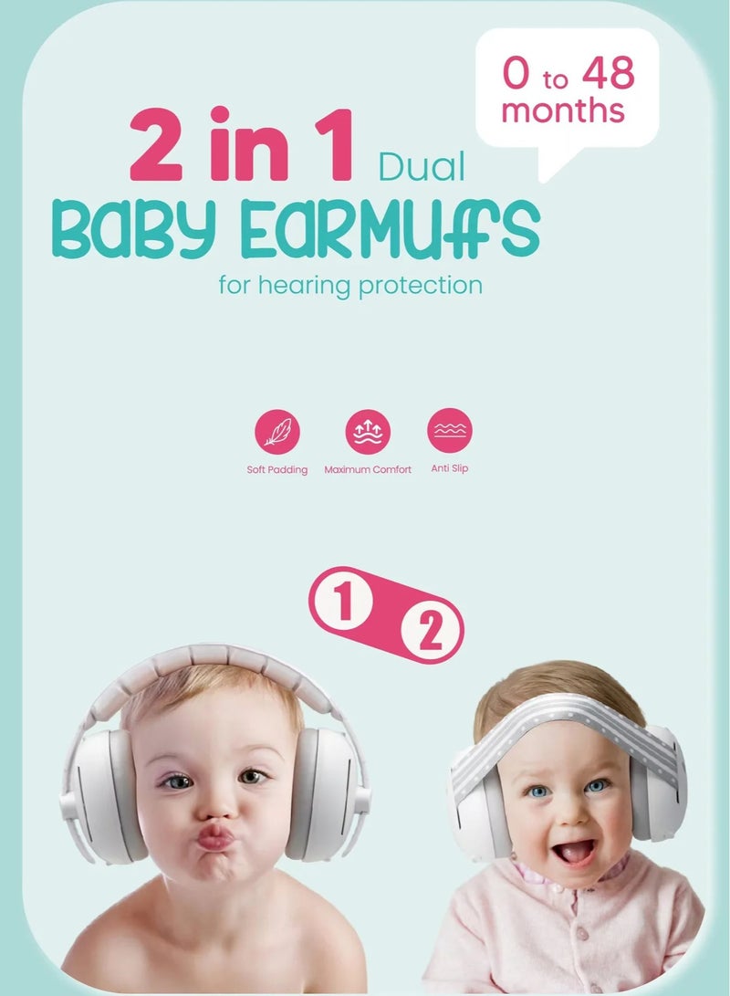 Baby Ear Protection Noise Cancelling Headphones, 2-in-1 Convertible Design, Noise Reduction Earmuffs for Infant Improves Sleep(Blue) - Image 2