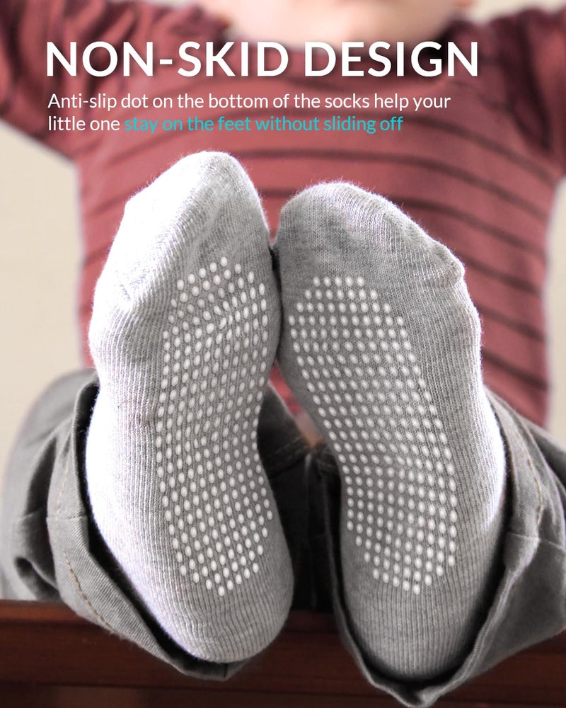 Infinno Baby Non Slip Ankle Socks 9 Pairs - Toddler Socks with Grips for Infants, Kids Boys and Girls - Image 2