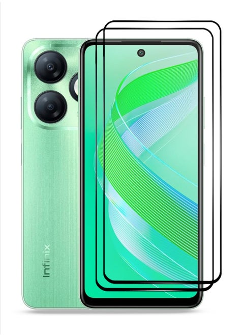 قطعتان من واقي الشاشة لهاتف Infinix Smart 8 - واقي شاشة من الزجاج المقوى من الحافة إلى الحافة، شفافية عالية، لمسة دقيقة، مضاد للانفجار، حواف مقوسة ناعمة، تركيب سهل