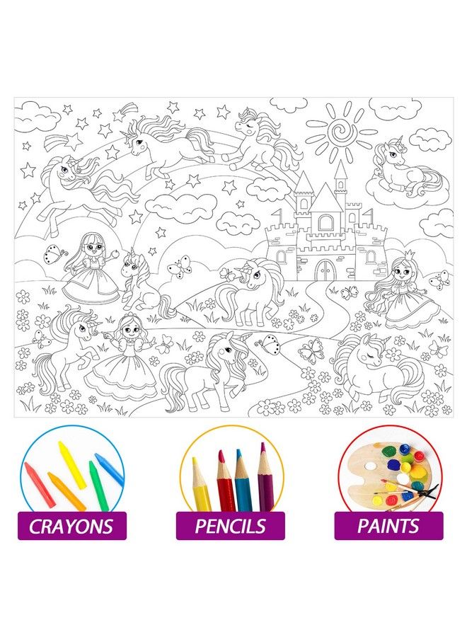 Tevxj Unicorn Coloring Books For Kids Unicorn World Giant Coloring Poster Large Coloring Tablecloth Huge Table Cover For Boys Girls Classroom Home Birthday Party Supplies Favor 31.4 X 43.3 Inch - Image 4