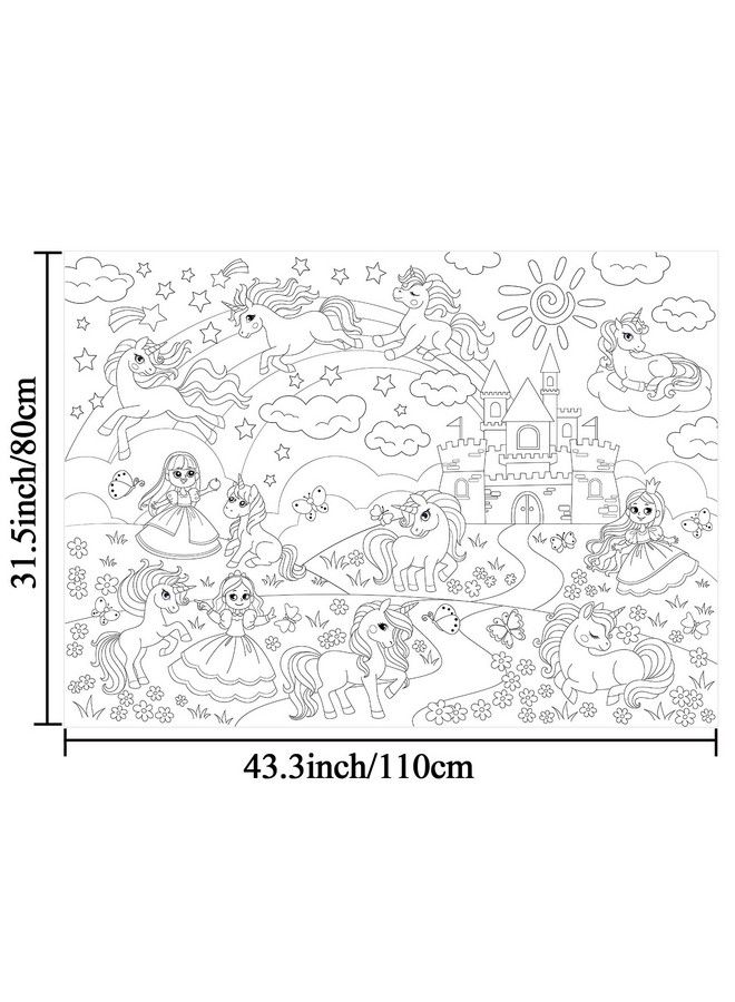 Tevxj Unicorn Coloring Books For Kids Unicorn World Giant Coloring Poster Large Coloring Tablecloth Huge Table Cover For Boys Girls Classroom Home Birthday Party Supplies Favor 31.4 X 43.3 Inch - Image 3
