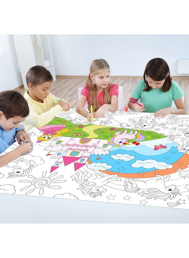 Tevxj Unicorn Coloring Books For Kids Unicorn World Giant Coloring Poster Large Coloring Tablecloth Huge Table Cover For Boys Girls Classroom Home Birthday Party Supplies Favor 31.4 X 43.3 Inch - Image 5