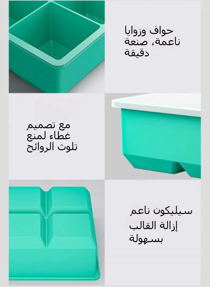 Large ice cube tray with lid, square stackable silicone ice cube mold for drinks, cocktails, bourbon soups and frozen desserts, easy to remove and free of BOA