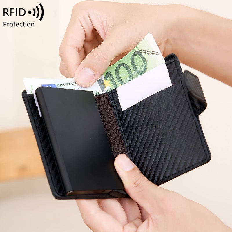 Multifunctional Solid Color PU Leather Wallet, RFID Blocking Design Portable Daily Storage Purse for Cards Cash Coin Business Use - Image 3