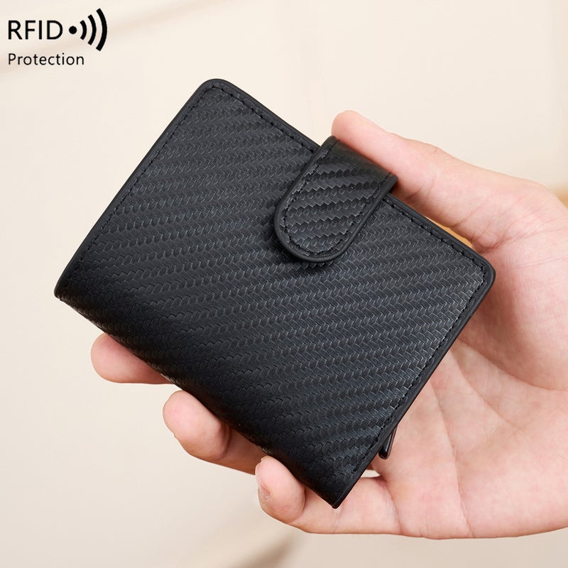 Multifunctional Solid Color PU Leather Wallet, RFID Blocking Design Portable Daily Storage Purse for Cards Cash Coin Business Use - Image 1