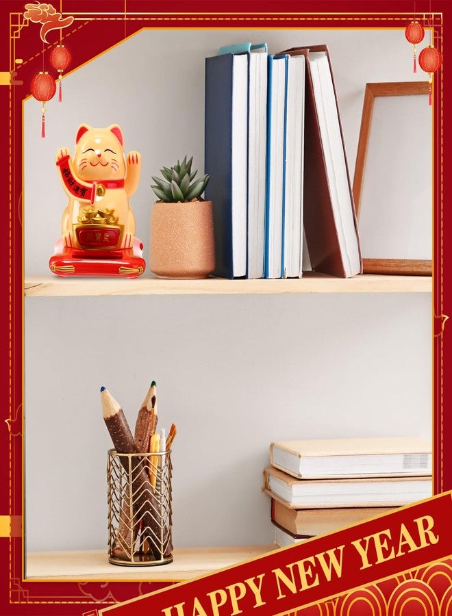 Wovnet 3 Pcs 2.95" Lucky Cat Waving Arm Maneki Neko Lucky Cat Solar Waving Cat Feng Shui Fortune Wealth Lucky Welcoming Cat Window Sun Catcher Car Dashboard Decor - Image 4