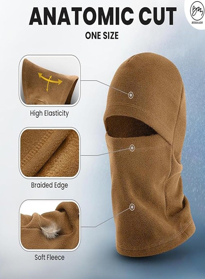 BISMAADH Thermal Fleece Balaclava Ski Mask – Winter Face Mask for Men & Women for Skiing, Snowboarding & Outdoor Sports Brown - Image 2