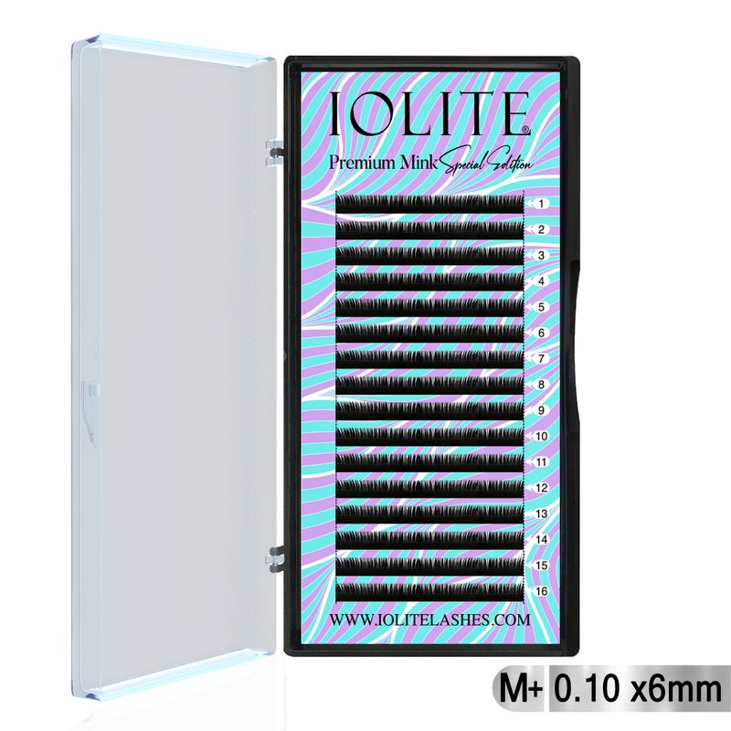 IOLITE Premium Mink False Eyelash Extension M+ Curl Individual Lashes.10T 6 to 15mm & Mix - 6MM