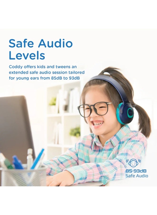 Kids Wireless Headphones with Dual Mic, Wired/Wireless Mode, Volume Limit, AUX Sharing Port - Image 3