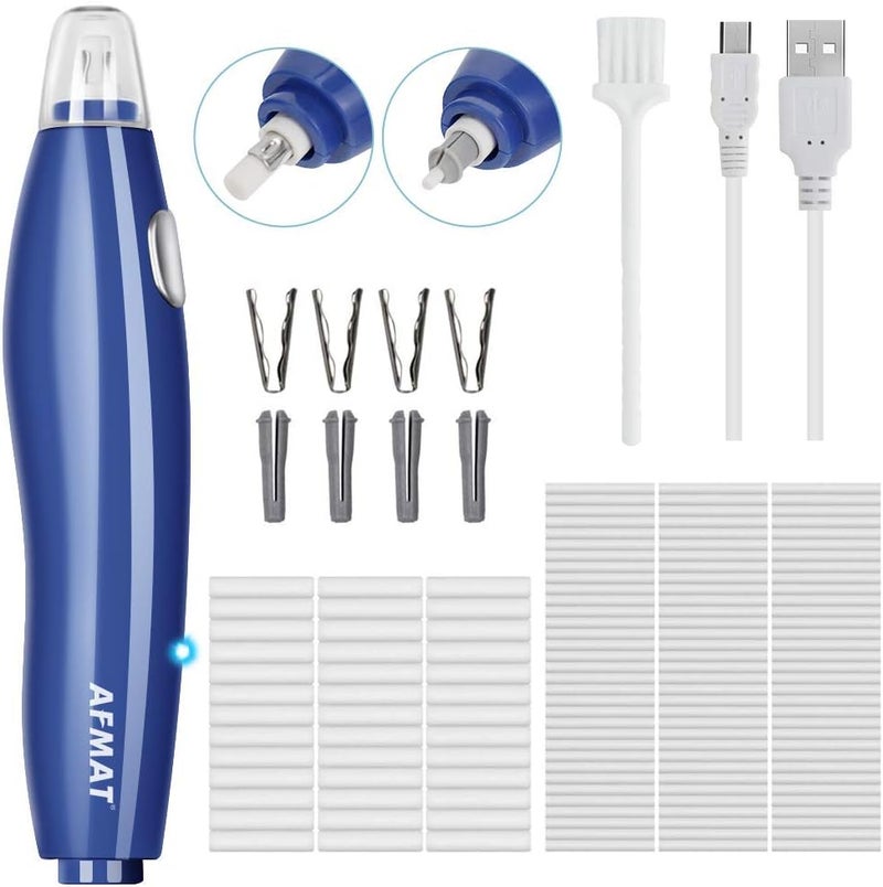 AFMAT Electric Eraser, 140 Eraser Refills, Electric Pencil Eraser Rechargeable for Artists, Electric Erasers for Drafting, Drawing, Painting, Sketching, Architectural Plans, Detailer Tool-Blue - Image 1