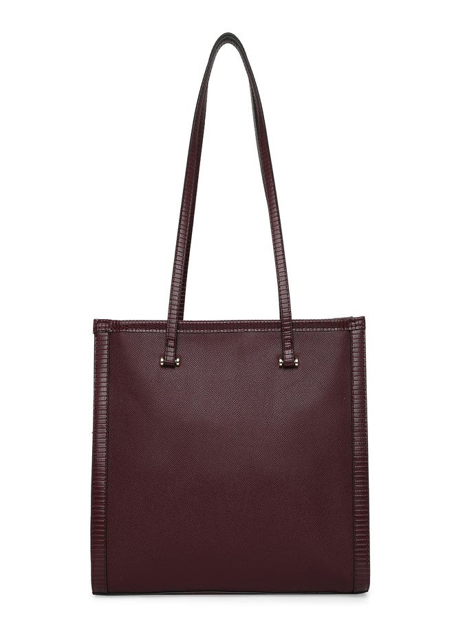 Accessorize London Women's Maroon Rosie Book Tote Bag | Tote bags for women office use |Work bag for woman stylish | | Fits 13 inch laptop - Image 3