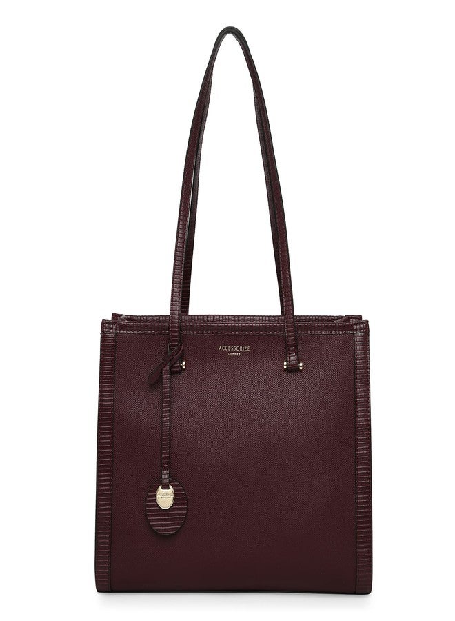 Accessorize London Women's Maroon Rosie Book Tote Bag | Tote bags for women office use |Work bag for woman stylish | | Fits 13 inch laptop - Image 1