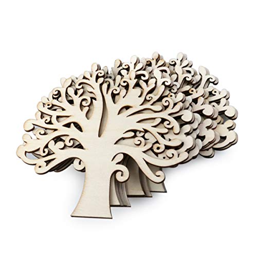 Garneck 10pcs Blank Wooden Tree Embellishments for Family Tree Weddings Birthday Ornaments and DIY Crafts Decoration Scrapbooking Embellishments Wood Color - Image 1