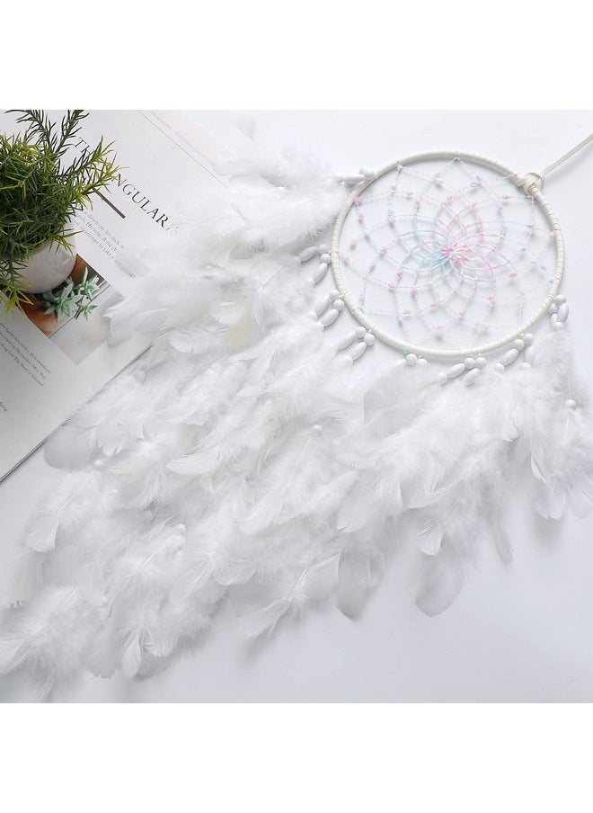 Dremisland Dremisland White Feathers Dream Catcher Wall Hanging Elegant Wall Art Room Decoration for Windows Balcony Bedroom Wedding Party Gift for Girls and Kids(with Lights)  - Image 2