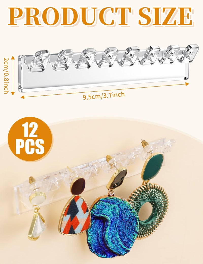 THSLSFX 12Pcs Self-Adhesive Necklace Organizer, Necklace Holder Wall Mounted, Hanging Jewelry Organizer with 8 Hooks for Necklaces, Bracelets, Rings, Earrings and Jewelry Display (3.7inch Long) - Image 2