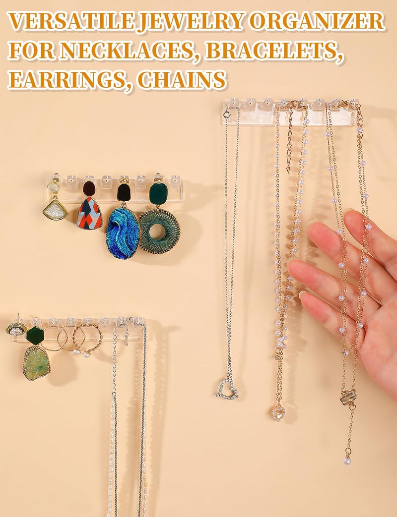 THSLSFX 12Pcs Self-Adhesive Necklace Organizer, Necklace Holder Wall Mounted, Hanging Jewelry Organizer with 8 Hooks for Necklaces, Bracelets, Rings, Earrings and Jewelry Display (3.7inch Long) - Image 3