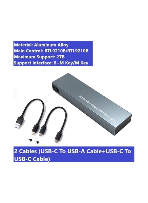 M.2 NVMe SSD Case 10Gbps USB3.1 Gen2 NVMe Enclosure M2 SATA NGFF 5Gbps SSD Case