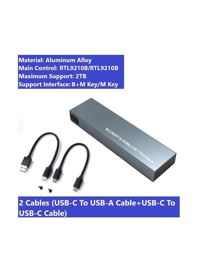 M.2 NVMe SSD Case 10Gbps USB3.1 Gen2 NVMe Enclosure M2 SATA NGFF 5Gbps SSD Case