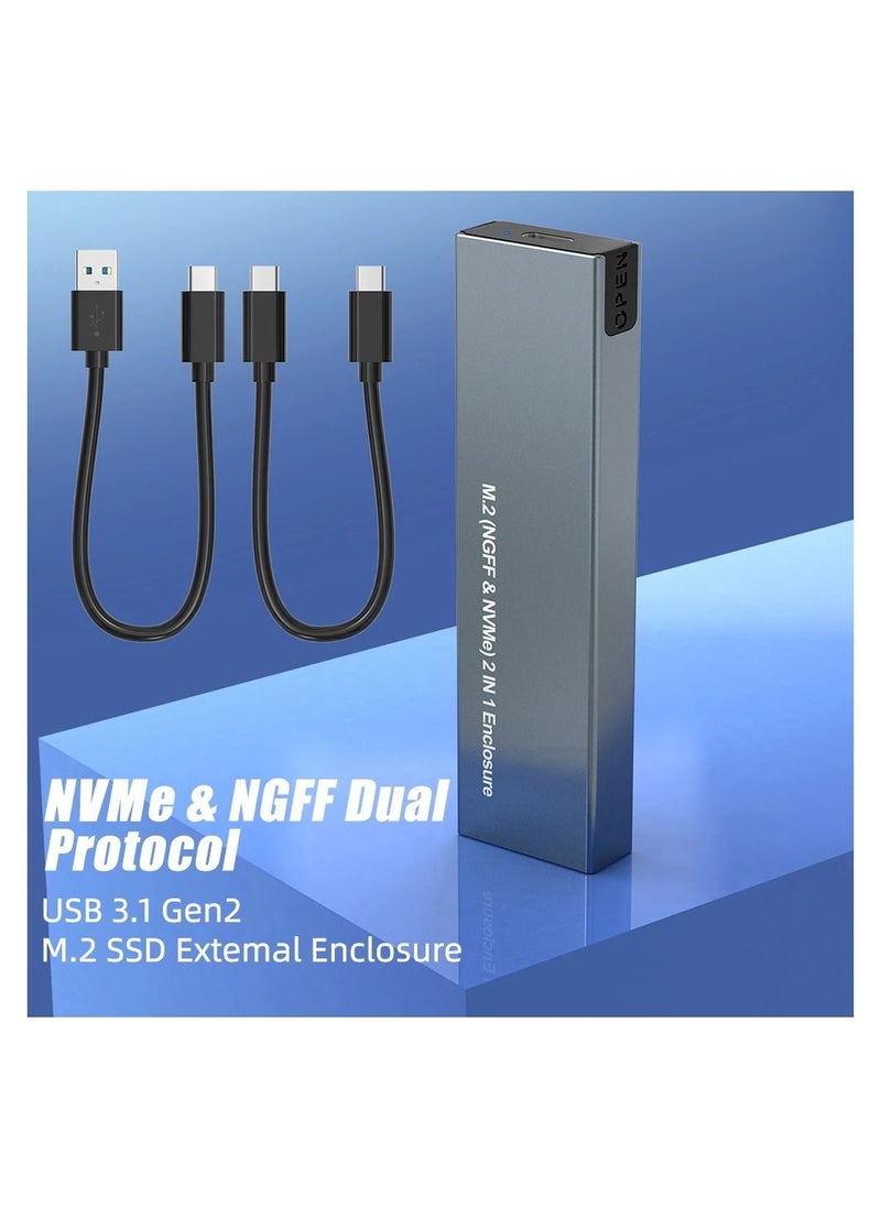 M.2 NVMe SSD Case 10Gbps USB3.1 Gen2 NVMe Enclosure M2 SATA NGFF 5Gbps SSD Case