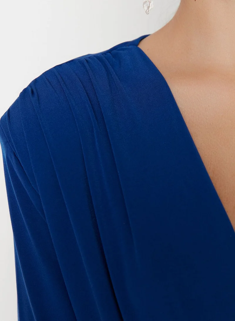 trendyol Plunge Neck Pleat Detail Body