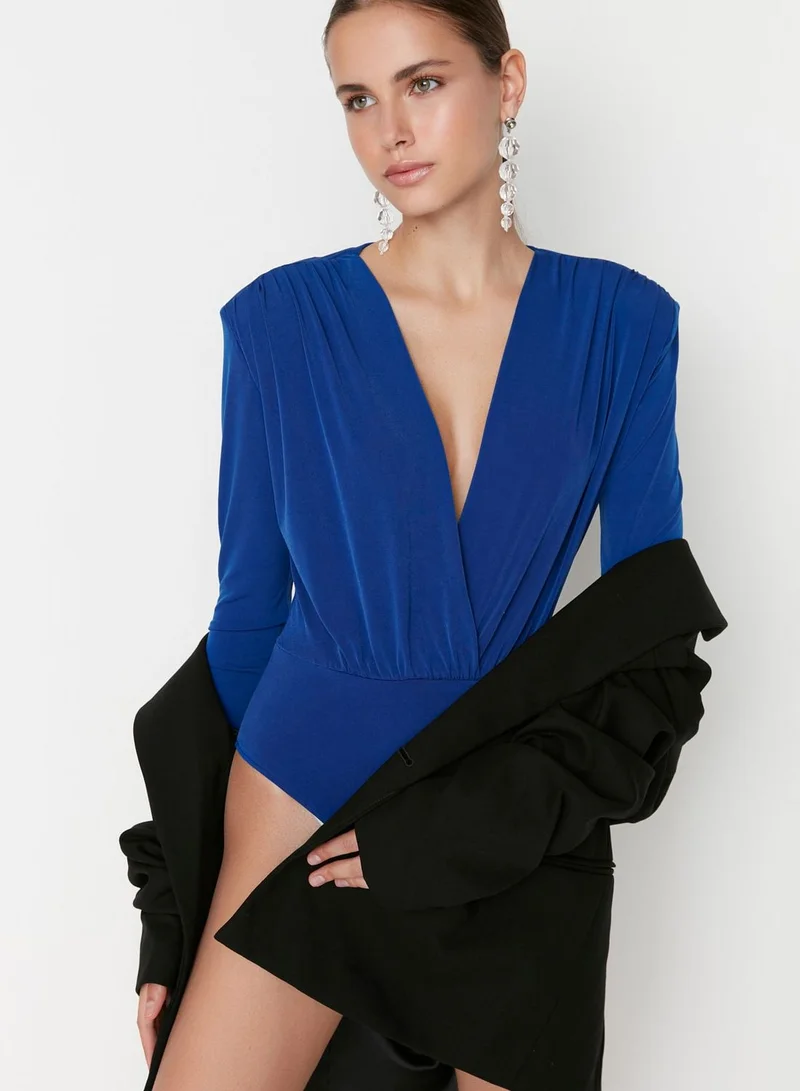 trendyol Plunge Neck Pleat Detail Body
