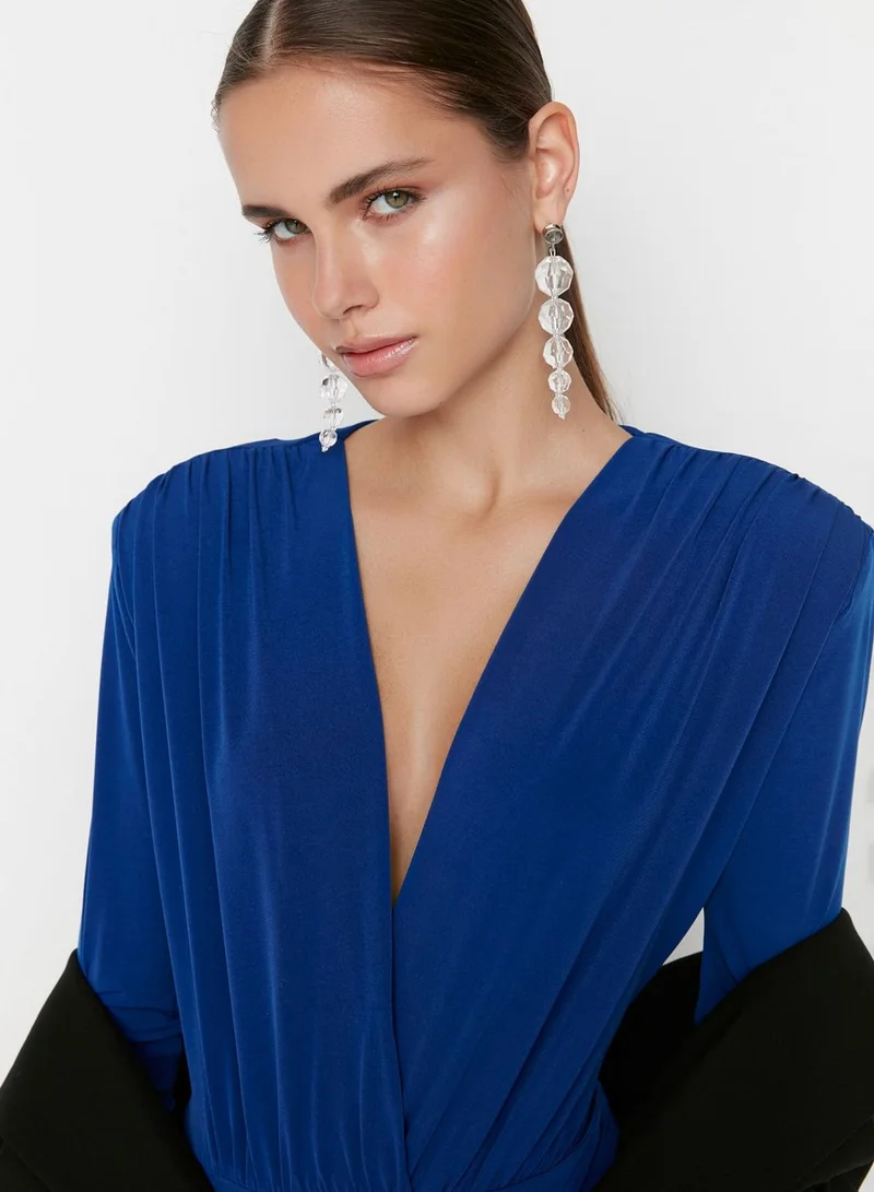 trendyol Plunge Neck Pleat Detail Body