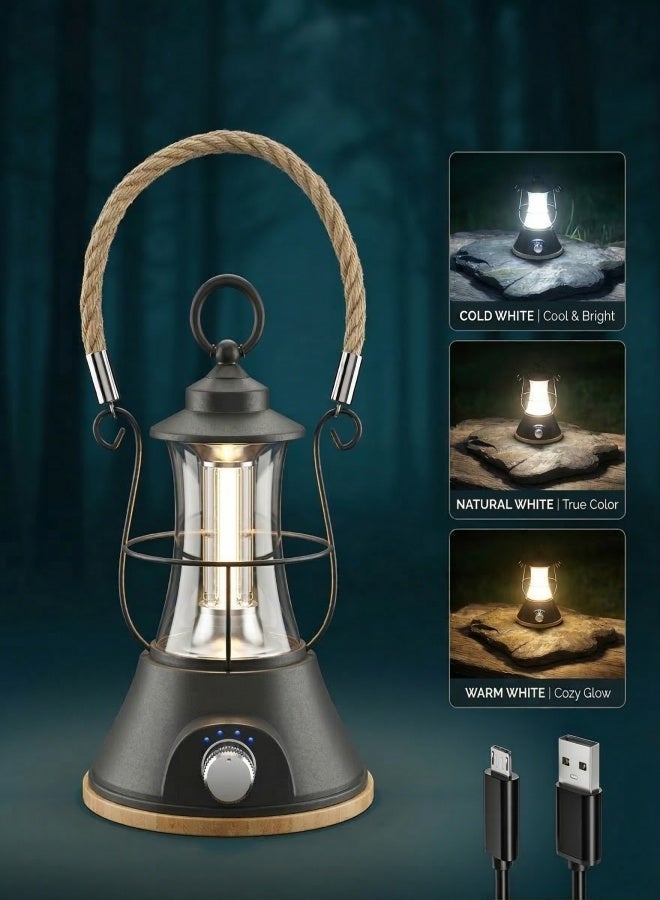 yumee Rechargeable Camping Lantern - Waterproof LED Camping Light with USB Rechargeable Design, Portable Camping Lamp with Mobile Phone Charging for Outdoor Camping, Hiking, and Emergency Use - Image 1