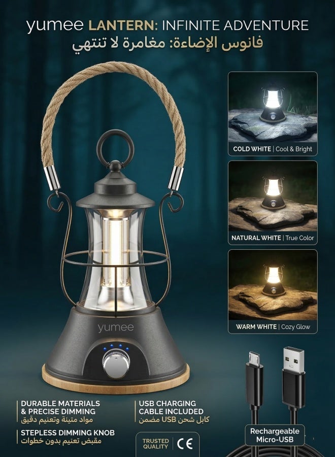 yumee Rechargeable Camping Lantern - Waterproof LED Camping Light with USB Rechargeable Design, Portable Camping Lamp with Mobile Phone Charging for Outdoor Camping, Hiking, and Emergency Use - Image 5