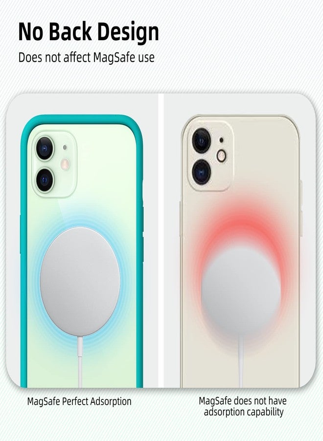 K TOMOTO جراب حماية K TOMOTO متوافق مع iPhone 12 Mini (5.4 بوصة)، جراب حماية من السيليكون السائل الناعم [ممتص للصدمات] [حماية من الحواف المرتفعة] [حماية من السقوط] [متوافق مع MagSafe]، لون أزرق مخضر - Image 3