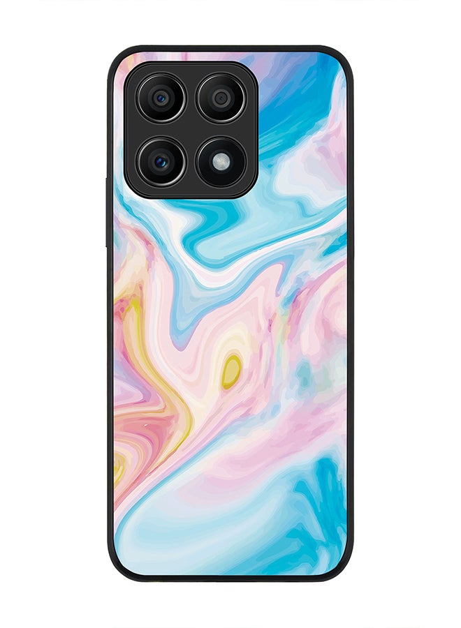 Stylizedd Rugged Black edge case for Honor X8A 4G Slim fit Soft Case Flexible Rubber Edges Anti Drop TPU Gel Thin Cover - Marble Print Aqua - Image 1