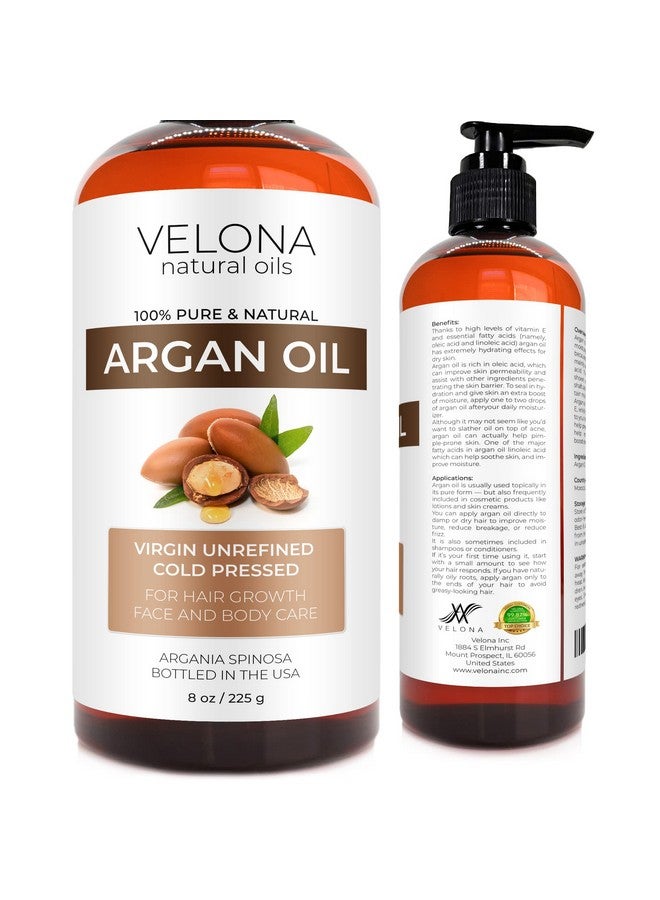 velona Argan Oil8 Oz Morocco Oil Stimulate Hair Growth Skin Body And Face Care Nails Protector Unrefined Cold Pressed Cap Kit - Image 1