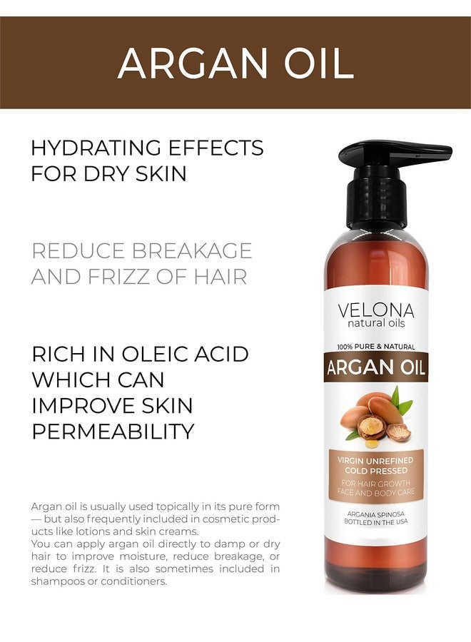 velona Argan Oil8 Oz Morocco Oil Stimulate Hair Growth Skin Body And Face Care Nails Protector Unrefined Cold Pressed Cap Kit - Image 2