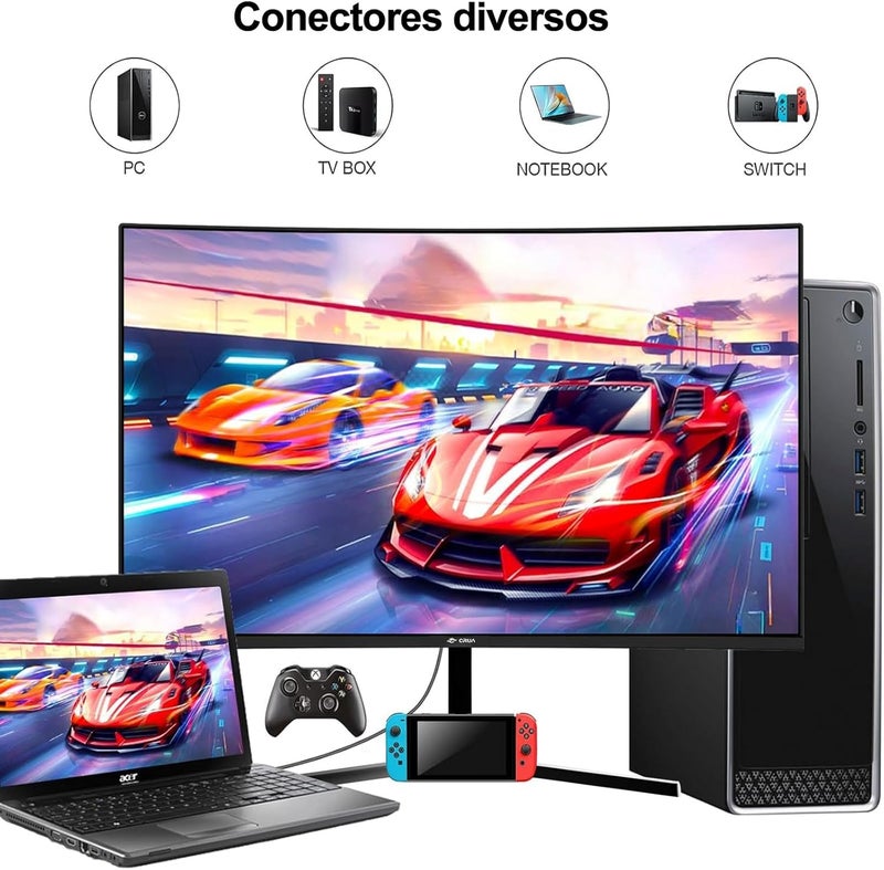 CRUA 24" inch Gaming Monitor 180Hz FHD(1920x1080) Curved 2800R 1080P Display Screen Fast 1ms(GTG) 120% sRGB FreeSync Suitable for e-sports games, office, and home use - Image 4