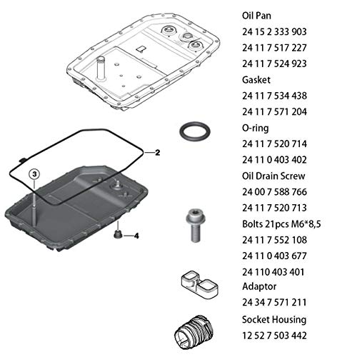 KARPAL 6HP26 Auto Transmission Oil Filter Pan Repair Kit w/Gasket Bolt O-ring Adaptor 24117571227 Compatible With BMW Land Rover - Image 2