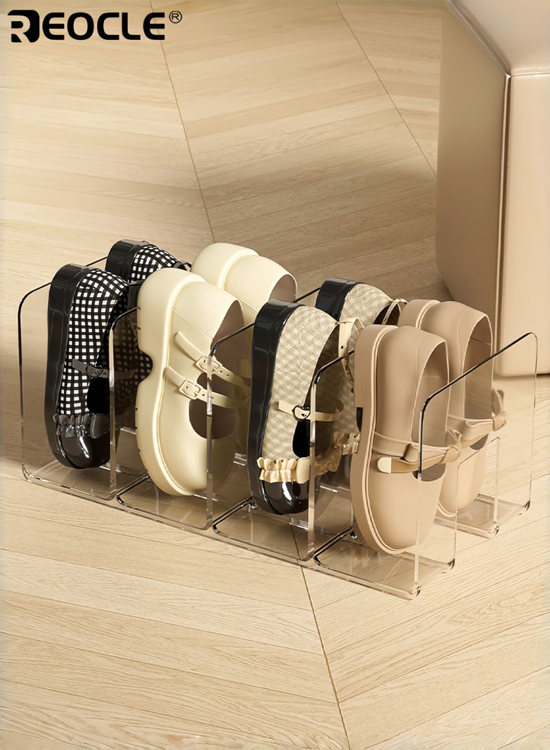 ريوكل قطعتان من رف أحذية أكريليك للأطفال مكون من 4 طبقات، شفاف وصغير الحجم، منظم عملي لترتيب الأحذية الفوضوية، لا يحتاج إلى تركيب، مثالي لغرف الأطفال - Image 2