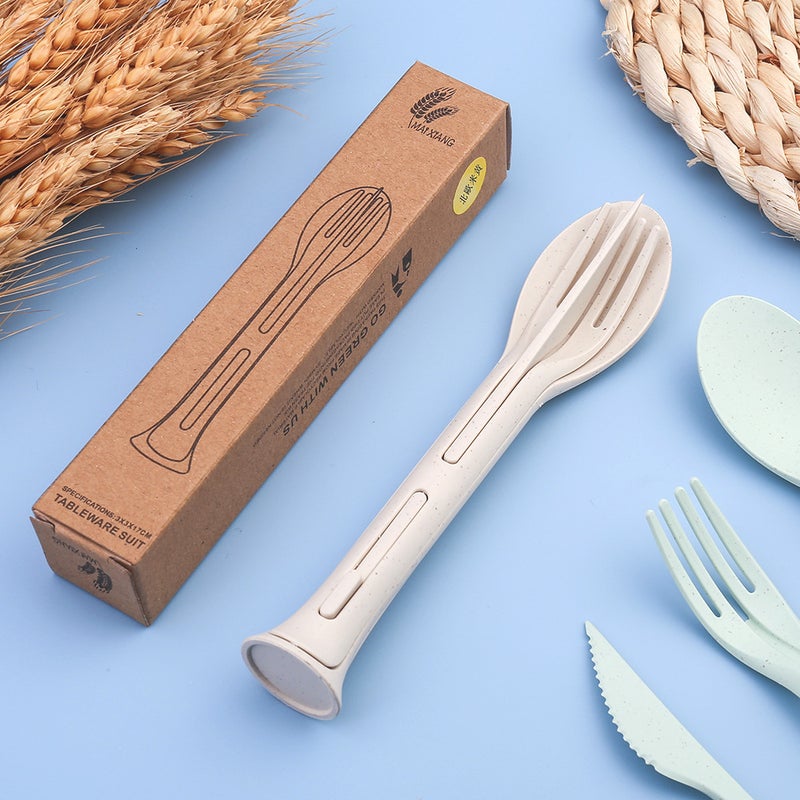 Scandinavian Style Kids Cutlery Set, Portable Plastic Fork Knife Spoon, 3 Pieces - Image 4