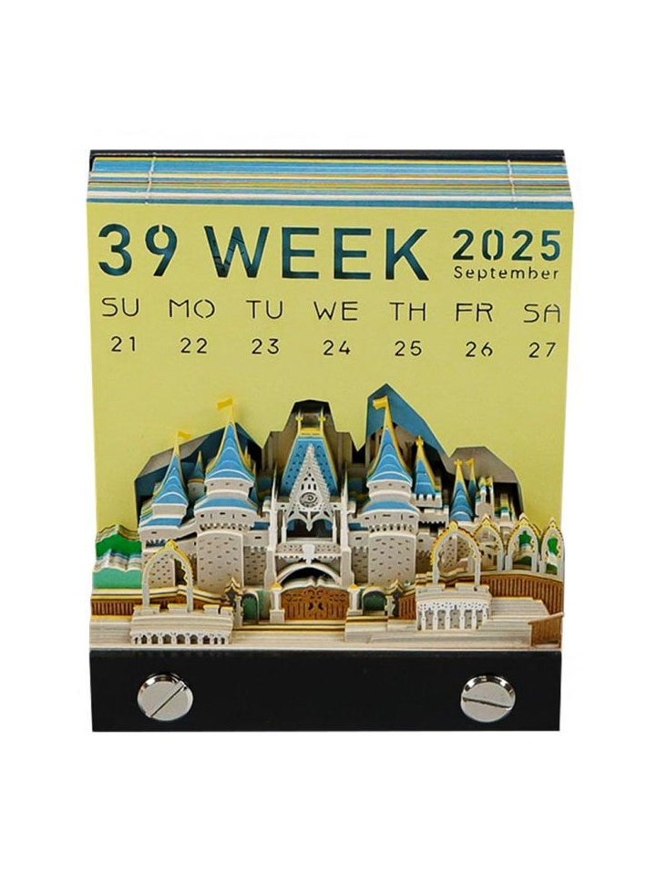 AirYoung 3D Calendar 2025, Desk Calendar 2025, 3D Notepad, 3D Tear-Off Calendar 2025, Desk Calendar, 3D Cinderella Castle Weekly Calendar, Desk Calendar, Creative Paper Carving Craft Gift  - Image 1