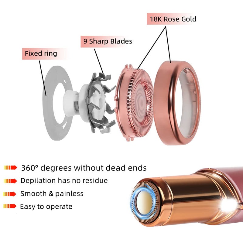 BECHY Facial Hair Remover Replacement Heads for Generation 1 Finishing Touch Flawless Facial Hair Removal Tool for Women,18K Gold-Plated Rose Gold 4 Count,First Generation by BECHY. - Image 3