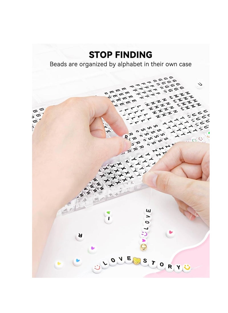 ARTDOT ARTDOT 1400 PCS Letter Beads, 28 Styles Friendship Bracelets Assorted Alphabet Beads Preppy Beads Jewelry Making Kit with Beads Case for Teen Girl Gifts Ages 6 7 8 9 10 11 12  - Image 2