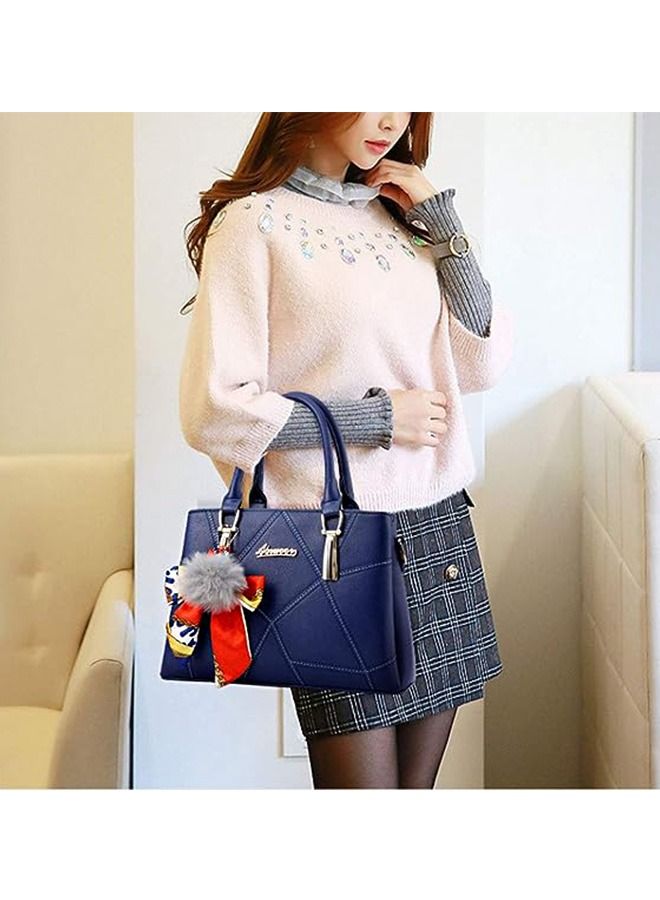Yolu Ribbon Fur Ball Crossbody Bag, Women Leather Satchel Handbags  - Image 3