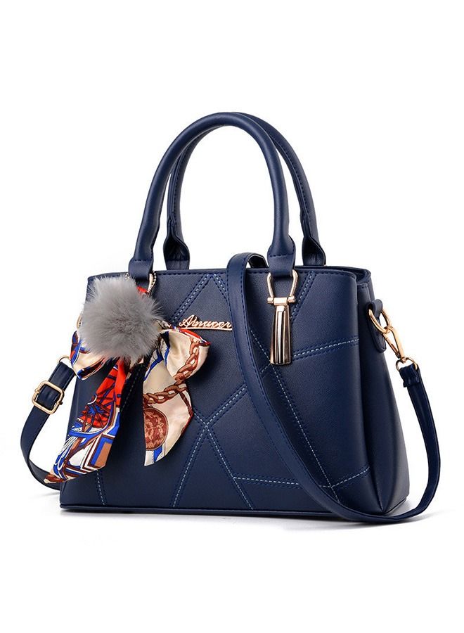 Yolu Ribbon Fur Ball Crossbody Bag, Women Leather Satchel Handbags  - Image 1