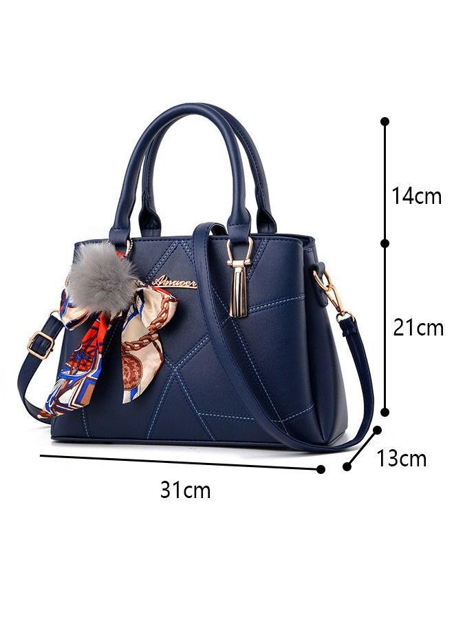 Yolu Ribbon Fur Ball Crossbody Bag, Women Leather Satchel Handbags  - Image 5