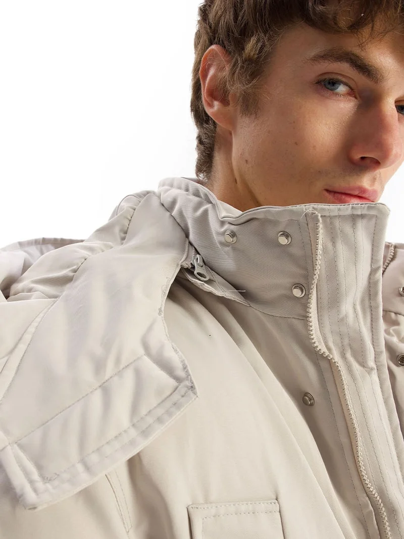 جيستو GIESTO Thick Hooded Puff Coat with Zipper and Pockets