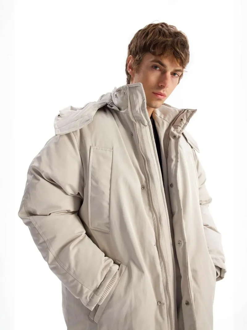 جيستو GIESTO Thick Hooded Puff Coat with Zipper and Pockets