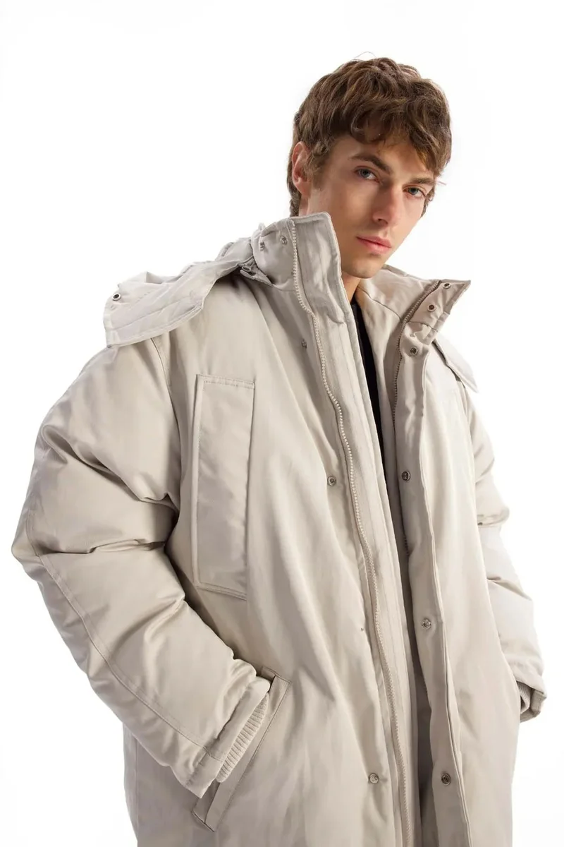 GIESTO Thick Hooded Puff Coat with Zipper and Pockets