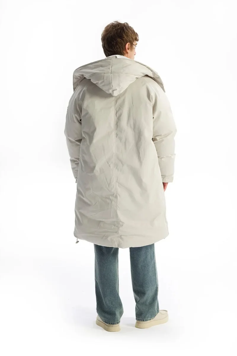 Giesto Light Grey GIESTO Thick Hooded Puff Coat with Zipper and Pockets for Men | Best Price UAE