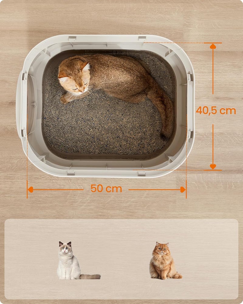 XXL Litter Box with Lid, Removable Tray, Scoop, Brush, for Cats of All Sizes, Less Mess, Oat Flakes Warm Gray PPT002G01 - Image 5